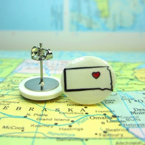 South Dakota Earrings, South Dakota Clip On Earrings, South Dakota Jewelry, State Jewelry, Home State Jewelry, South Dakota Necklace