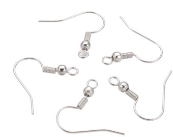 100 x Earring Hook Fish Hooks Wires Silver Plated NICKEL FREE Jewellery Making