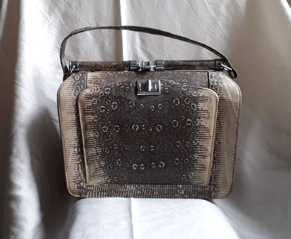 1940's Handbag-Structured, Monitor Lizard Skin, Va