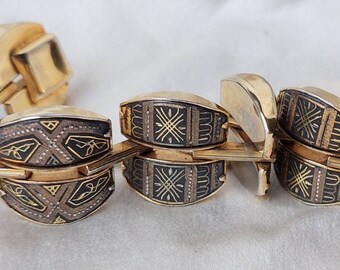 1950's Bracelet- Heavy Spanish Damascene, Toledo Ware.