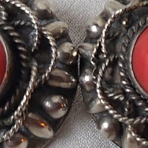 Lovely Earrings White Metal and Faux Coral. image 4