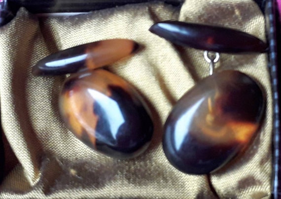 Beautiful 1900's Cufflinks-Antique Faux Tortoise S