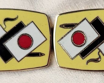 1980's Cufflinks Classic Enamel and Gilt.