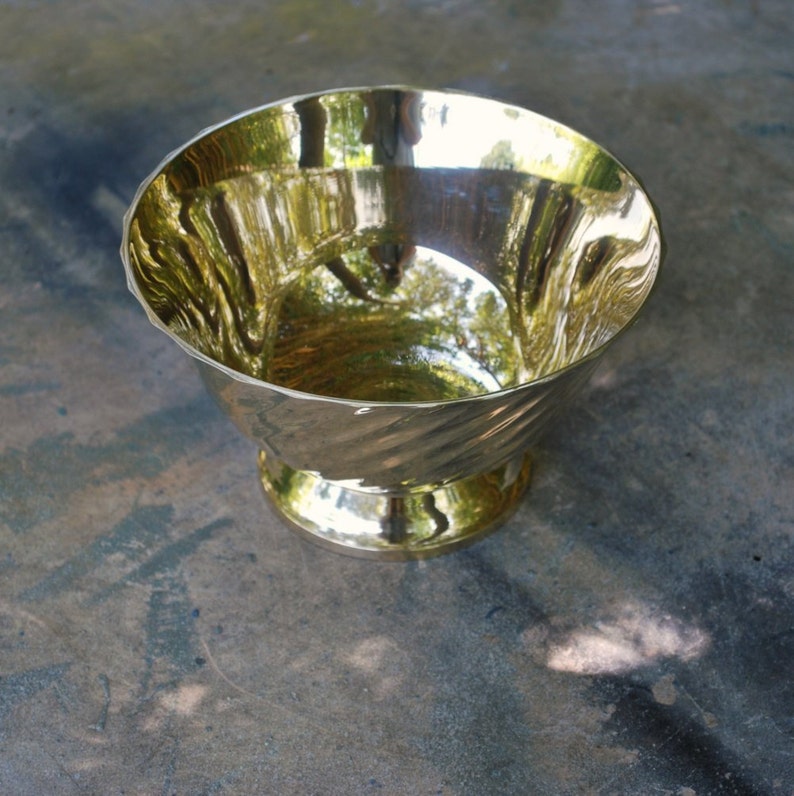 Vintage Brass Bowl Polished Pedestal Centerpiece Bowl Etsy