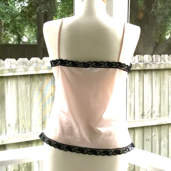 Camisole Pale Pink See Through Black Lace, Vintag… - image 8