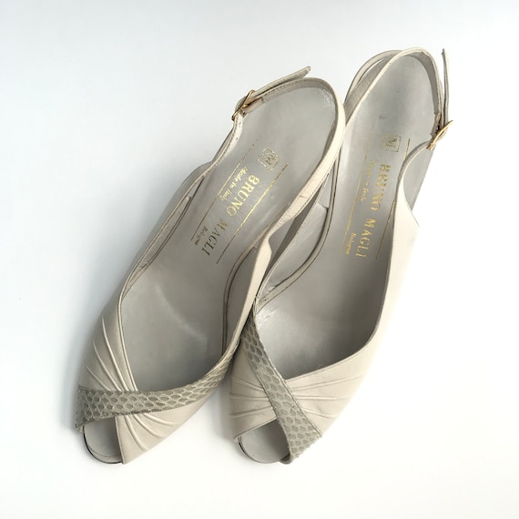 Vintage Heels, BRUNO MAGLI Italian Leather Shoes, Open Toe  display picture 2