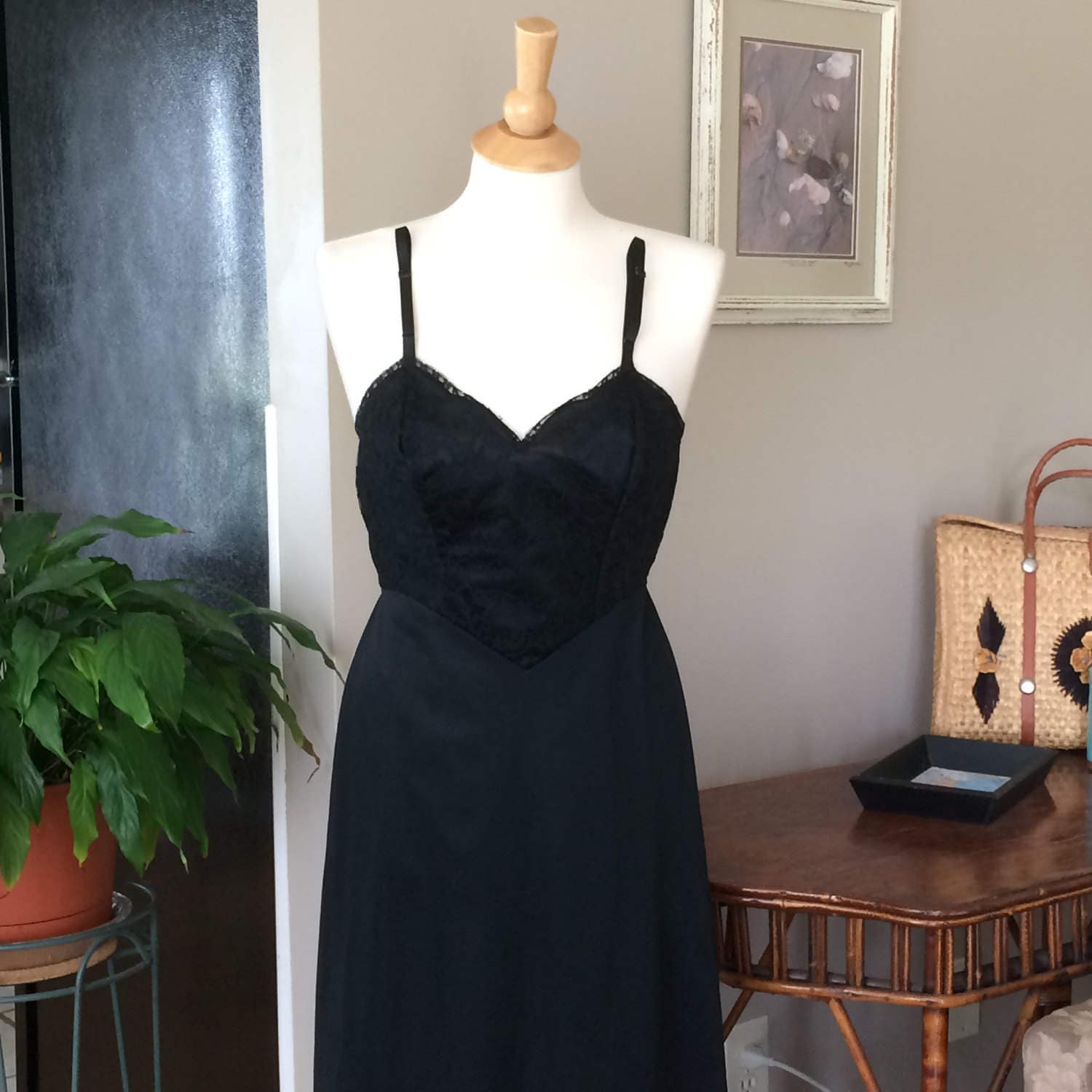 Black Lace Vanity Fair 60's Dress Slip Nylon Lingerie - Etsy