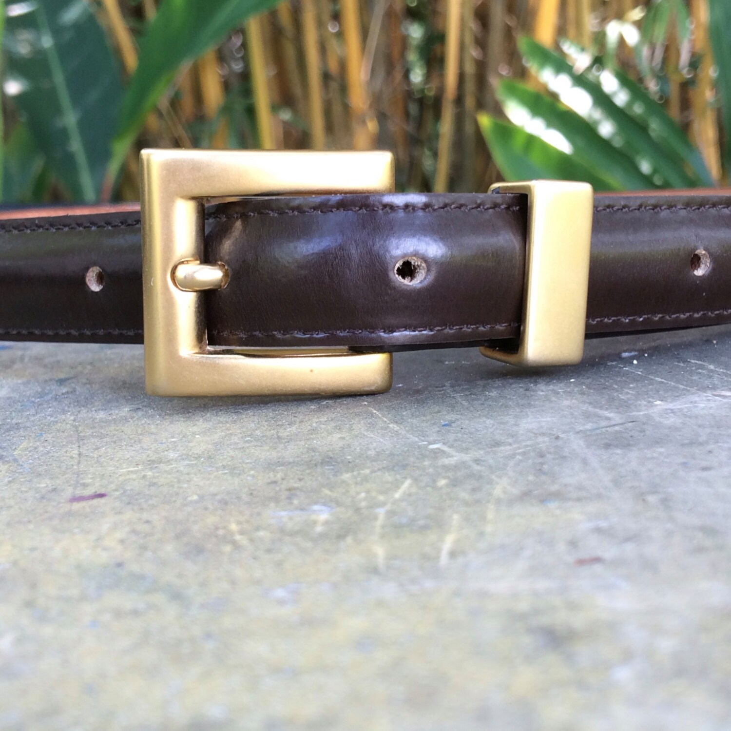 Laura Ashley Black Leather Belt with Brass-Tone Buckle BOSS - Italian-leather belt with gold-tone buckle - Black main image 2