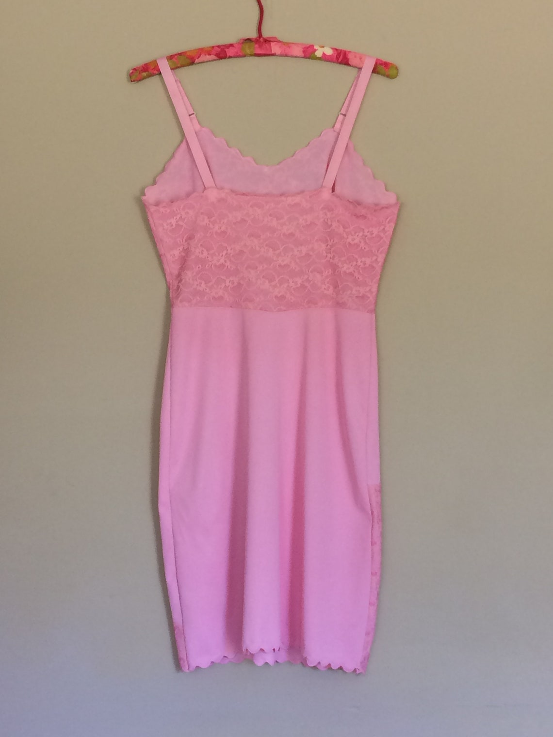Lace Lingerie Pink 1950s Slip Dress Lace Floral Applique Two | Etsy