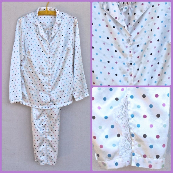 Womens Pajamas Satin Set, PJ Top and Pants, Loungi