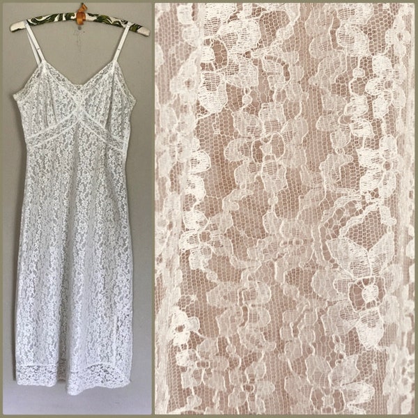 Vintage Slip Dress, 1950s Van Raalte Lingerie, All Over Lace