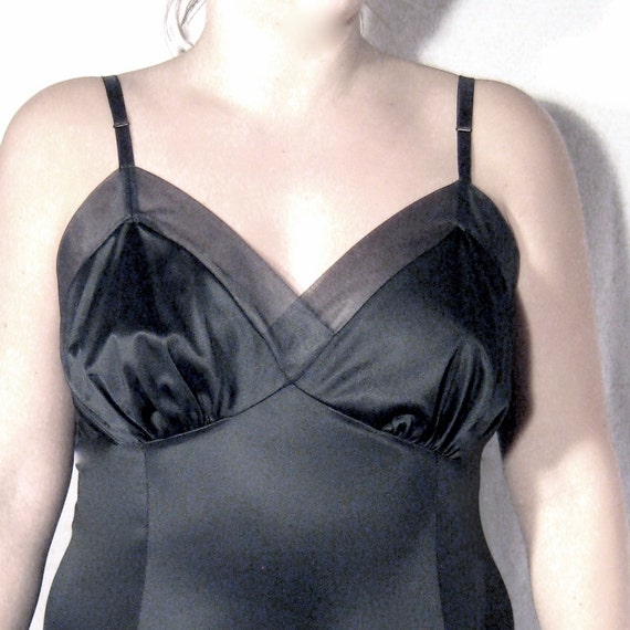 Vintage 50s VAN RAALTE Goth Lingerie Black Slip - image 3