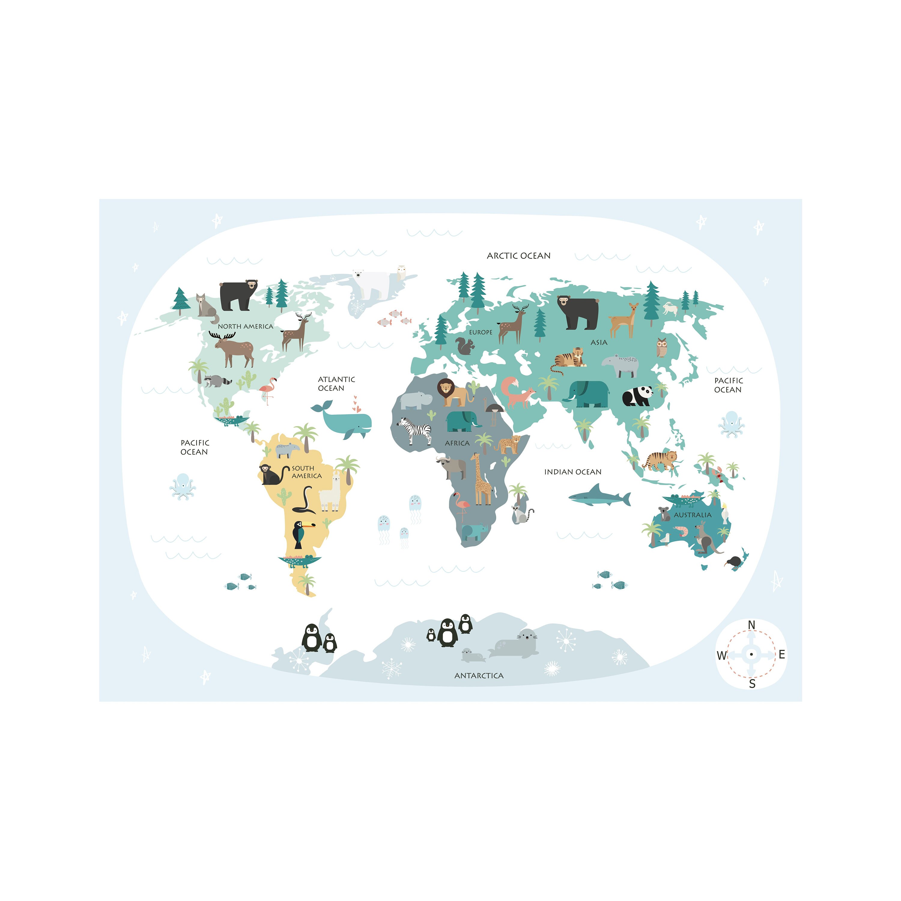 Kids World Map Several Colours - Etsy