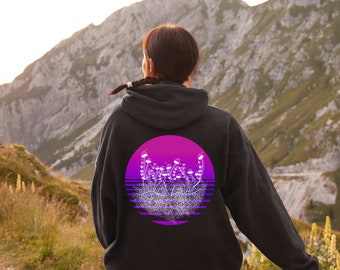 Mushroom Sunrise Hoodie, Unisex Plant Lover Clothes