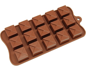 Freshware CB-610BR 15-Cavity Silicone Tiered Square Chocolate, Candy, Gummy and Resin Mold, BPA Free