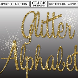 GLITTER ALPHABET Digital ClipArt: Letters, Numbers, Symbols, Printable Glitter Gold Letters, Large Alphabet Clip Art, Transparent Png image 2