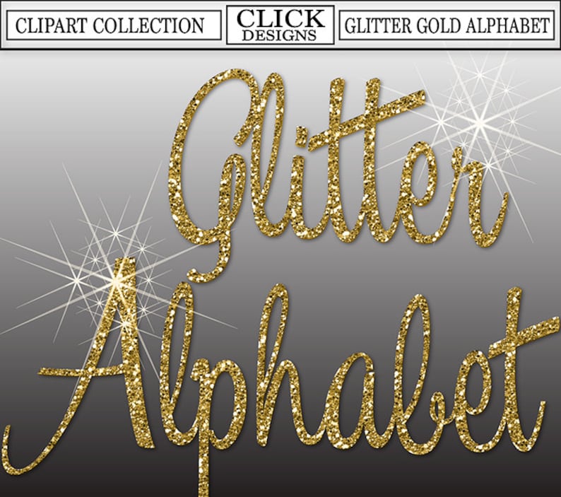 GLITTER ALPHABET Digital ClipArt: Letters, Numbers, Symbols, Printable Glitter Gold Letters, Large Alphabet Clip Art, Transparent Png image 2