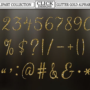 GLITTER ALPHABET Digital ClipArt: Letters, Numbers, Symbols, Printable Glitter Gold Letters, Large Alphabet Clip Art, Transparent Png image 4