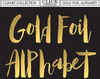 GOLD FOIL ALPHABET Digital ClipArt: Letters, Numbers, Symbols, Printable Gold Foil Letters, Hand drawn Alphabet Clip Art, Transparent Png