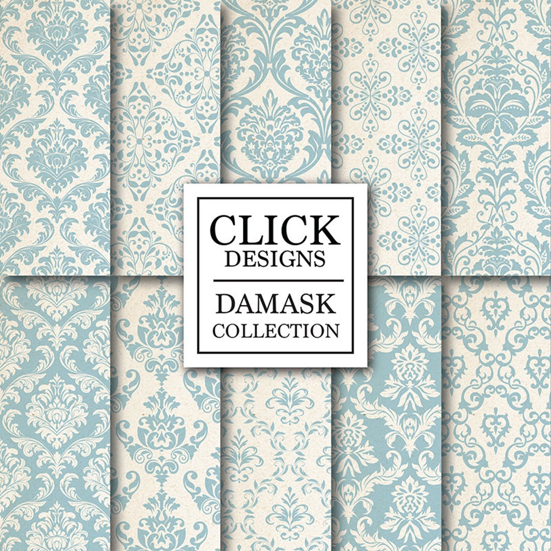Damask Digital Paper damask SOFT Blue Digital Etsy
