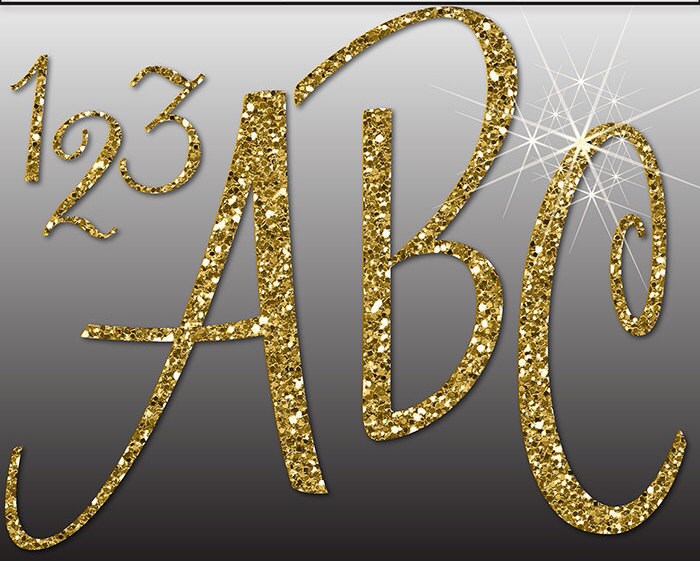 glitter alphabet digital clipart letters numbers symbols etsy