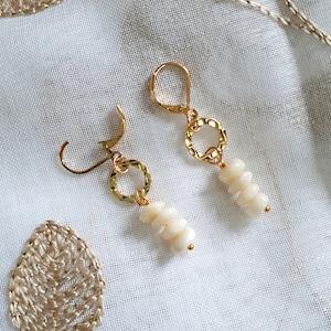 Bamboo Coral Gemstone Lever back Earrings- Versatile Minimalist Dangles for Everyday and Gifting