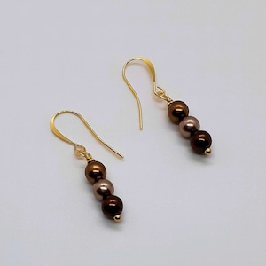Earrings - Fall Splendor Trio Crystal Pearls- Simple Elegant Earrings for Everyday, Holiday, Wedding, Mother&#39;s Day, Gifting