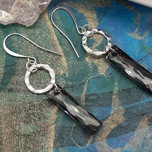 Swarovski Facettierte Grau Silber Kristall Ohrringe