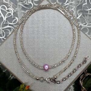 Purple Pearl Illusion Necklace- Beaded Choker