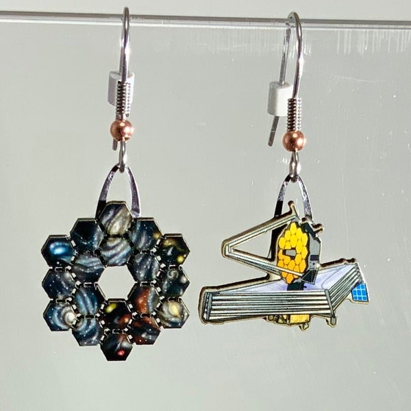 James Webb Space Telescope Earrings by Jabebo, Inspire Curiosity with cereal box paperboard