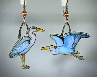 Great Blue Heron Jabebo Earrings, Inspiring Curiosity with cereal box cardboard