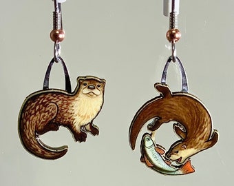 River Otter Earrings by Jabebo, Inspire Curiosity with cereal box cardboard