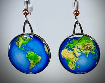 Planet Earth Earrings by Jabebo, Inspire Curiosity with cereal box cardboard