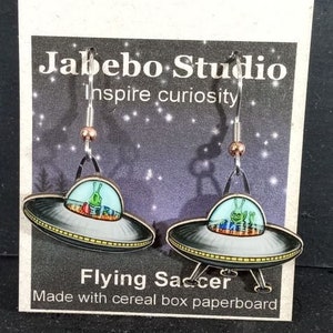 Flying Saucer Jabebo Earrings, Inspire Curiosity with cereal box paperboard