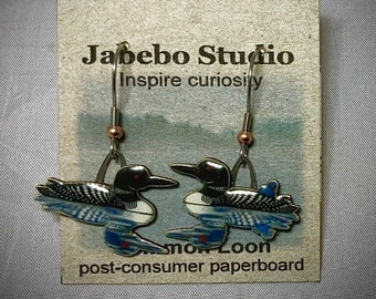 Loon Earrings by Jabebo, Inspire Curiosity with cereal box paperboard