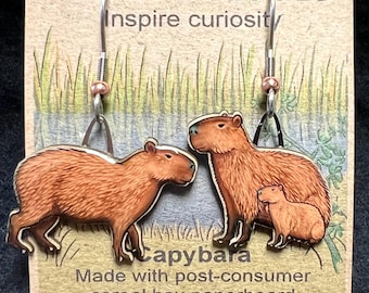 Capybara- cereal box earrings by Jabebo