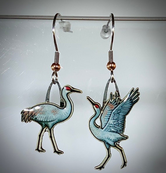 Sandhill Crane Jabebo Earrings Inspiring Curiosity With Etsy