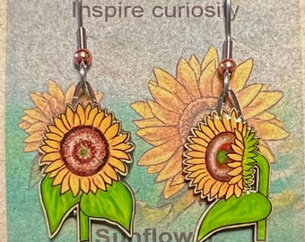 Sunflower- Cereal Box Earrings by Jabebo