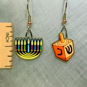 Happy Hanukkah Jabebo Earrings, Inspiring Curiosity with recycled cereal box paperboard