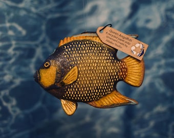 Queen Angelfish, hand painted recycled paper by Jabebo