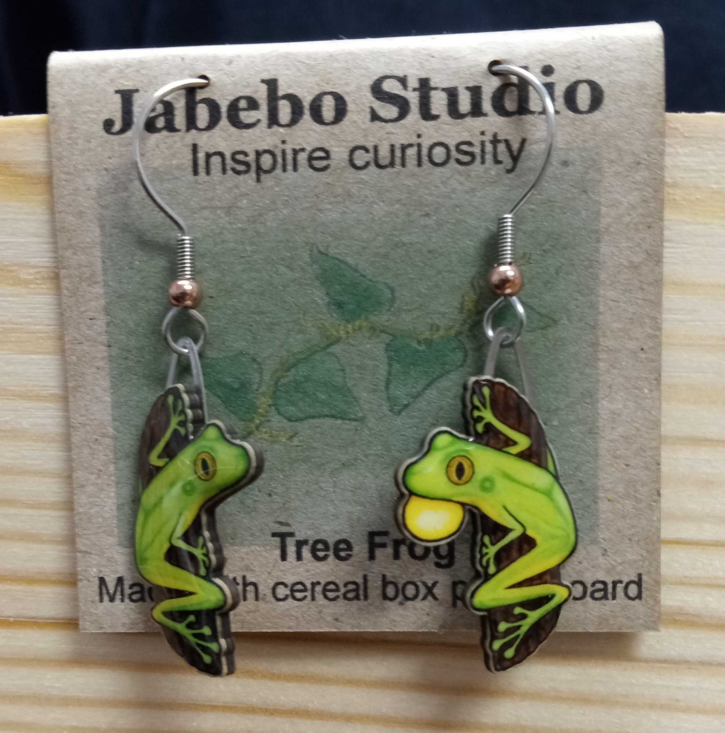 Tree Frog Earrings by Jabebo, Inspiring Curiosity With Recycled
