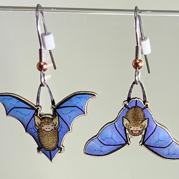 Little Brown Bat Jabebo Earrings, Inspiring Curiosity with recycled cereal box paperboard