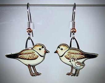 Piping Plover Earrings by Jabebo, Inspire Curiosity with cereal box paperboard