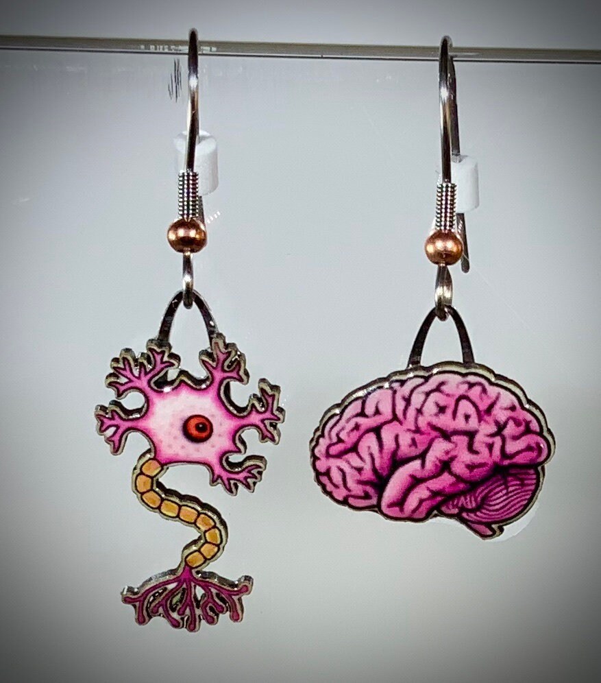 Neuron and Brain Earrings by Jabebo