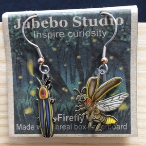 Firefly Earrings by Jabebo, Inspiring Curiosity with recycled Cereal boxes