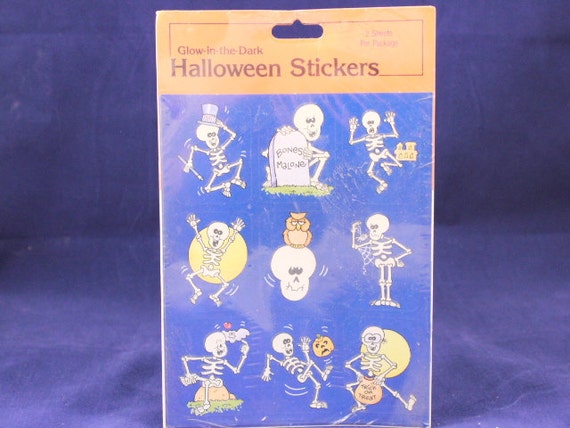 Glow in the Dark Sheet of Vintage Stickers Halloween Gibson Greetings