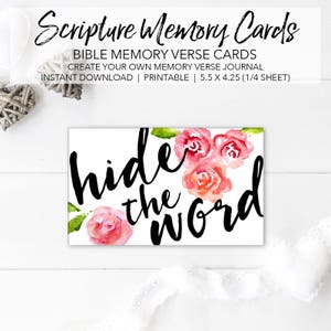 Memory Verse Cards - Create Your Own Memory Verse Journal - INSTANT DOWNLOAD Scripture Memorization Bible Memory Cards Floral Verse Cards