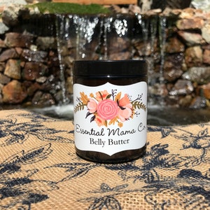 Organic Belly Butter / Vegan, Stretch Mark Cream, Cruelty-Free, C-Section Scar, All Natural Moisturizer, Pregnancy, Essential Oils, 4 Mom