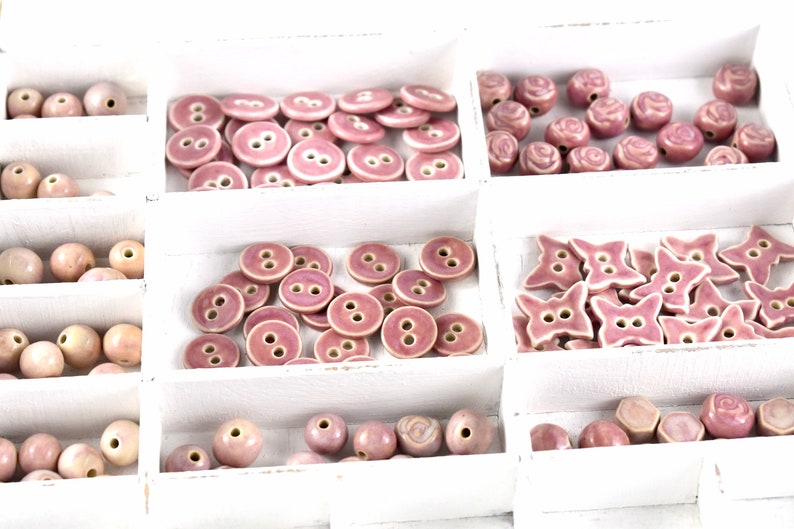 Ceramic Button in Vintage Pink, 14mm or 16mm Button, Ceramic Button, Button, Sew on Button, Ceramic Embellishments image 4