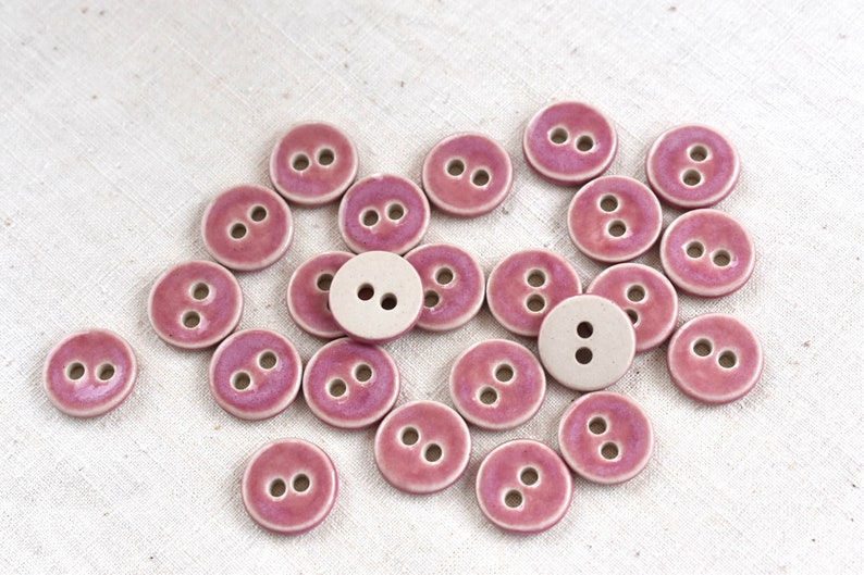 Ceramic Button in Vintage Pink, 14mm or 16mm Button, Ceramic Button, Button, Sew on Button, Ceramic Embellishments image 6